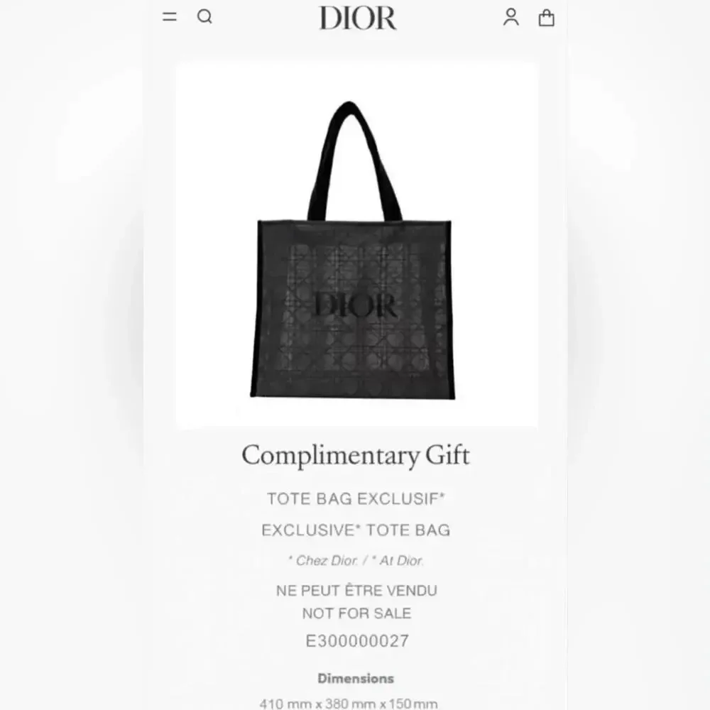 Christian Dior Beach Tote Bag Black Velvet Mesh Limited Beauty Parfums Gift GWP - Picture 10 of 10